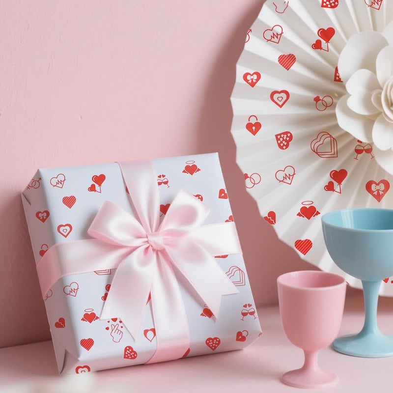Ethanberg 120 Sheets Gift Wrapping Tissue Paper Bulk, Red Heart Pattern Tissue Paper for Gift Bags, Decorative Art Papers for DIY Crafts Wedding Birthday Holiday Party Decor Valentine's Day, 20x14 Inches - Image 4